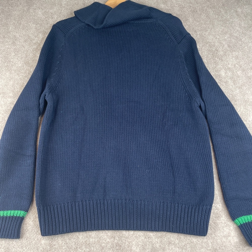 Brooks Brothers Blue Green Stripe Shawl Collar Cardigan Sweater M Supima Cotton - Picture 15 of 16